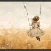 Schilderijen-Urban Cotton Art Print Swinging Girl