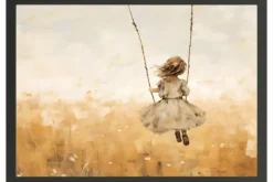 Schilderijen-Urban Cotton Art Print Swinging Girl