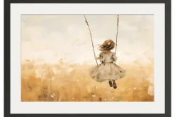 Schilderijen-Urban Cotton Art Print Swinging Girl