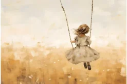 Schilderijen-Urban Cotton Art Print Swinging Girl