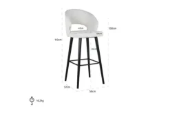 Barkrukken-Richmond Interiors Barkruk 211073 White Bouclé  Savoy