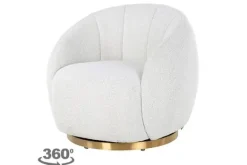 Best Draaifauteuil 210713 White Bouclé Jago Ronde Fauteuils|Draaifauteuils