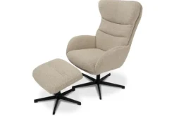 Draaifauteuils- Draaifauteuil met hocker Naturel CH-73.051 Malmo