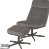 Draaifauteuils-Label51 Draaifauteuil met hocker Antraciet CH-73.022 Alvar