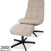 Discount Draaifauteuil met hocker Naturel CH-73.004 Alvar Draaifauteuils
