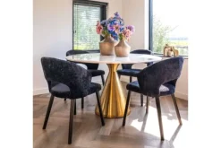 Outlet Eetkamerstoel 211067 Black Chenille Savoy Eetkamerstoelen