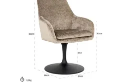 Eetkamerstoelen-Richmond Interiors Eetkamerstoel 211952 Taupe Chenille Marlon