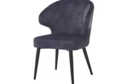 Eetkamerstoelen-Livingfurn Eetkamerstoel Anthracite Velvet Donna