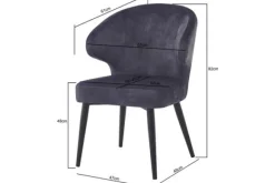 Eetkamerstoelen-Livingfurn Eetkamerstoel Anthracite Velvet Donna