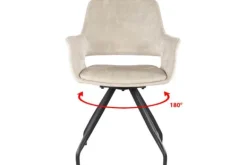 Eetkamerstoelen-Livingfurn Eetkamerstoel Beige Velvet Capp