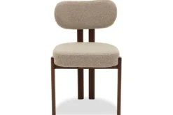 Discount Eetkamerstoel Bouclé Beige Walnut Riku Eetkamerstoelen