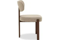 Discount Eetkamerstoel Bouclé Beige Walnut Riku Eetkamerstoelen