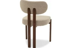 Discount Eetkamerstoel Bouclé Beige Walnut Riku Eetkamerstoelen