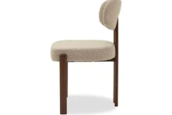 Discount Eetkamerstoel Bouclé Beige Walnut Riku Eetkamerstoelen