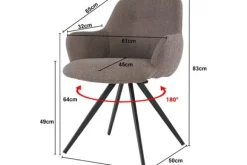 Eetkamerstoelen-Livingfurn Eetkamerstoel Boucle Brown Doreen