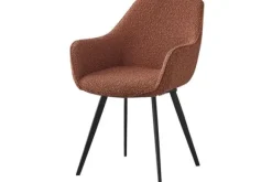 Eetkamerstoelen-Livingfurn Eetkamerstoel Boucle Leaf Brown Luca