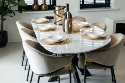 Eetkamerstoelen-Tweede Kans Eetkamerstoel S4578 Khaki Velvet