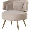 Ronde Fauteuils-Richmond Interiors Fauteuil 211049 Khaki Velvet Hazel