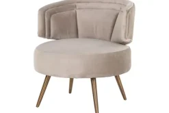 Ronde Fauteuils-Richmond Interiors Fauteuil 211049 Khaki Velvet Hazel