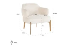 New Fauteuil 211058 White Chenille Venus Ronde Fauteuils