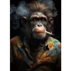 Schilderijen-Ter Halle Glasschilderij Aap met Sigaret 110160-203