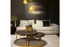 Schilderijen-Ter Halle Glasschilderij gouden lippen 080120-328