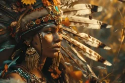 Outlet Glasschilderij Indiaan Links 110160BS-649 Schilderijen