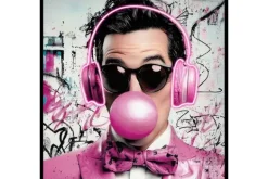 Schilderijen-Ter Halle Glasschilderij LED Roze Man 080080LED-001