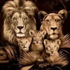 Schilderijen-Ter Halle Glasschilderij Leeuwenfamillie met drie welpen 110160-132