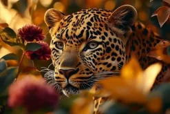 Schilderijen-Ter Halle Glasschilderij Panter Tussen de Bloemen 110160-218