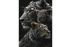 Schilderijen-Ter Halle Glasschilderij Panters met Gouden Tinten 080120BS-665