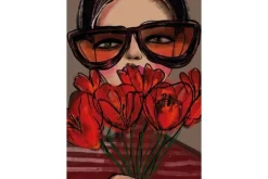 Schilderijen-Urban Cotton Glasschilderij Poppy