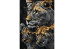 Schilderijen-Ter Halle Glasschilderij Tijgers met gouden tinten 080120BS-664
