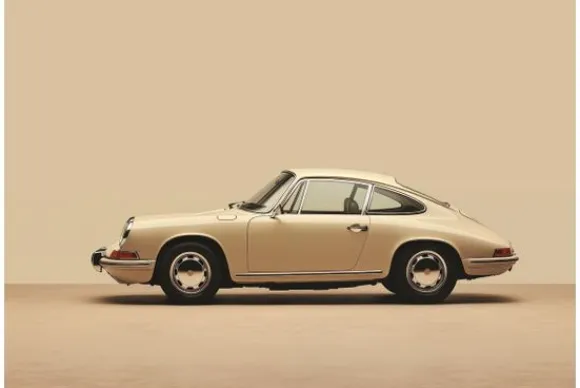 Schilderijen-Urban Cotton Glasschilderij Vintage Porsche Beige