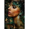 Schilderijen-Ter Halle Glasschilderij Vrouw met goud-groene verf 080120-859