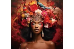 Schilderijen-Ter Halle Glasschilderij Vrouw met Vogels en Bloemen 080080-192