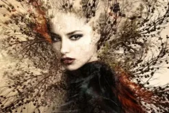 Schilderijen-Ter Halle Glasschilderij vrouw met takken 080120-827