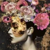 Sale Glasschilderij Vrouw met goud en bloemen 080080-250-1 Schilderijen