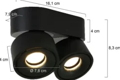 Outlet Plafondlamp 2674ZW Fez Black Mexlite Spots|Plafondlamp