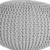 Outlet Poef Lichtgrijs Gebreid Poefen