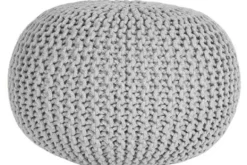 Outlet Poef Lichtgrijs Gebreid Poefen