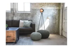 Outlet Poef Lichtgrijs Gebreid Poefen