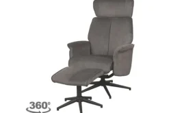 Relaxstoelen|Draaifauteuils- Relaxfauteuil met hocker Antraciet Cosmo CH-73.027 Verdal