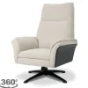 Relaxstoelen|Draaifauteuils-Label51 Relaxfauteuil met hocker Naturel DA-89.005 Zenza