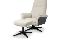 Relaxstoelen|Draaifauteuils-Label51 Relaxfauteuil met hocker Naturel DA-89.005 Zenza