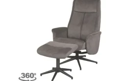 New Relaxfauteuil met hocker Antraciet Cosmo CH-73.024 Bergen Relaxstoelen|Draaifauteuils