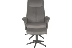 New Relaxfauteuil met hocker Antraciet Cosmo CH-73.024 Bergen Relaxstoelen|Draaifauteuils