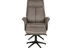 Clearance Relaxfauteuil met hocker Taupe Micro Suede CH-73.011 Bergen Relaxstoelen|Draaifauteuils