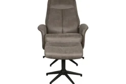 Clearance Relaxfauteuil met hocker Taupe Micro Suede CH-73.011 Bergen Relaxstoelen|Draaifauteuils