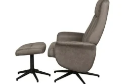 Clearance Relaxfauteuil met hocker Taupe Micro Suede CH-73.011 Bergen Relaxstoelen|Draaifauteuils